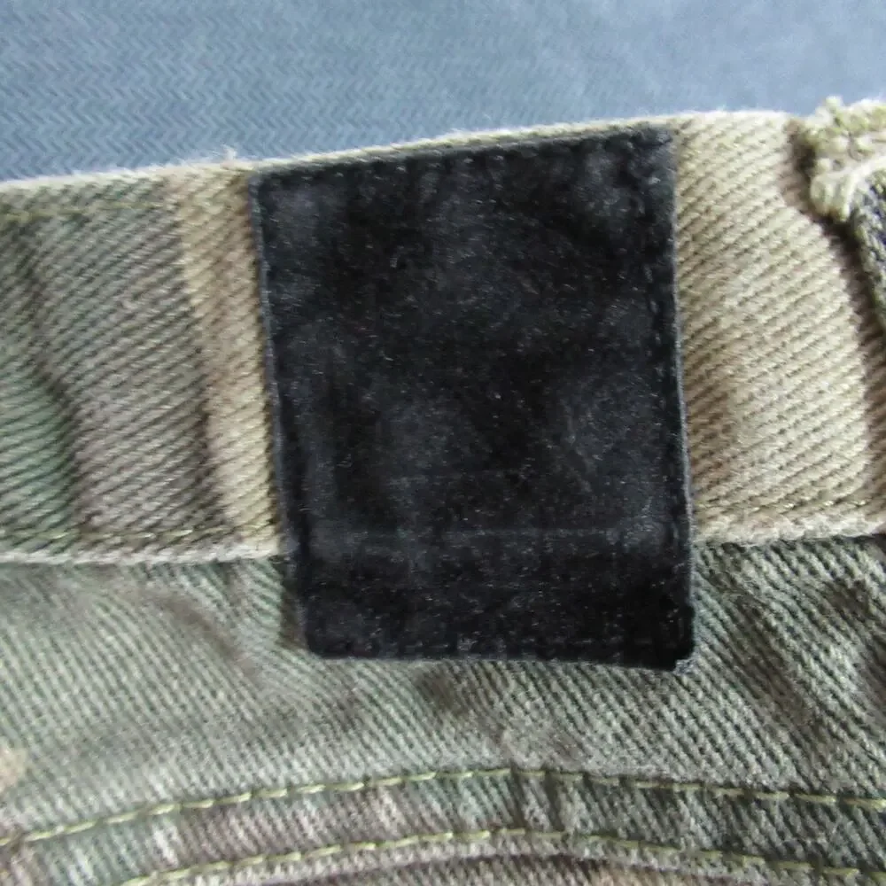LR Scoop Jeans Boys Size 14 Green Camo Moto Racer Stripe Distressed Skinny Denim